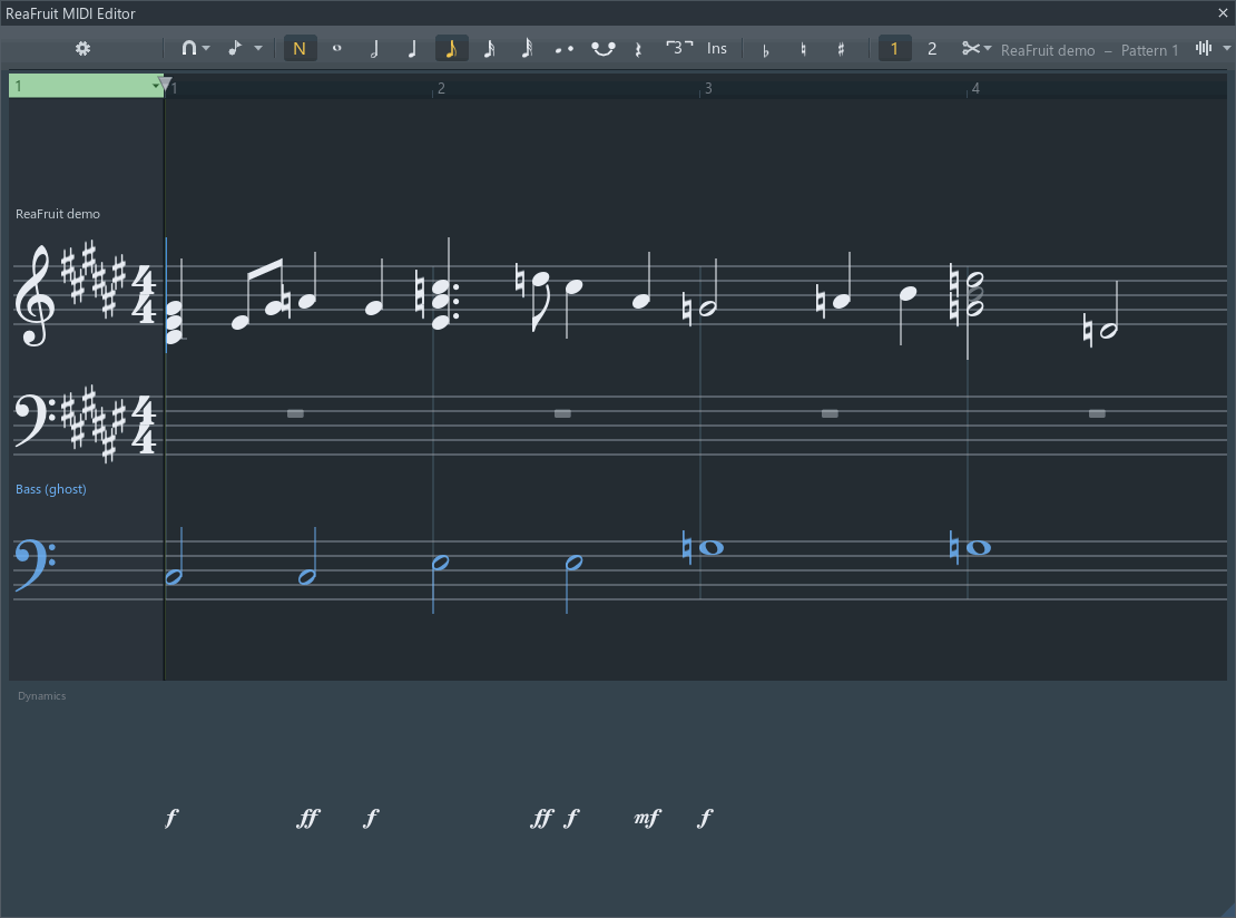 Sheet Music Mode with note input on