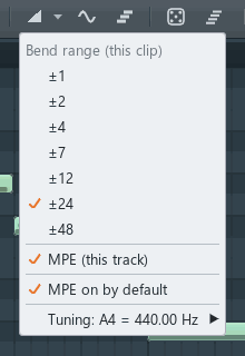 The Slide button's menu